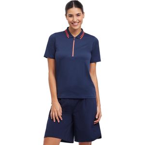 FALKE Golf Zip vochtregulerend katoen functioneel materiaal shirt met korte mouwen dames blauw - maat XS