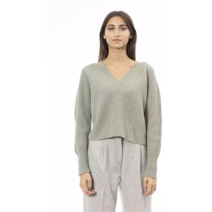 Alpha Studio - Cozy Chic - V-hals Trui - Groen - Wol