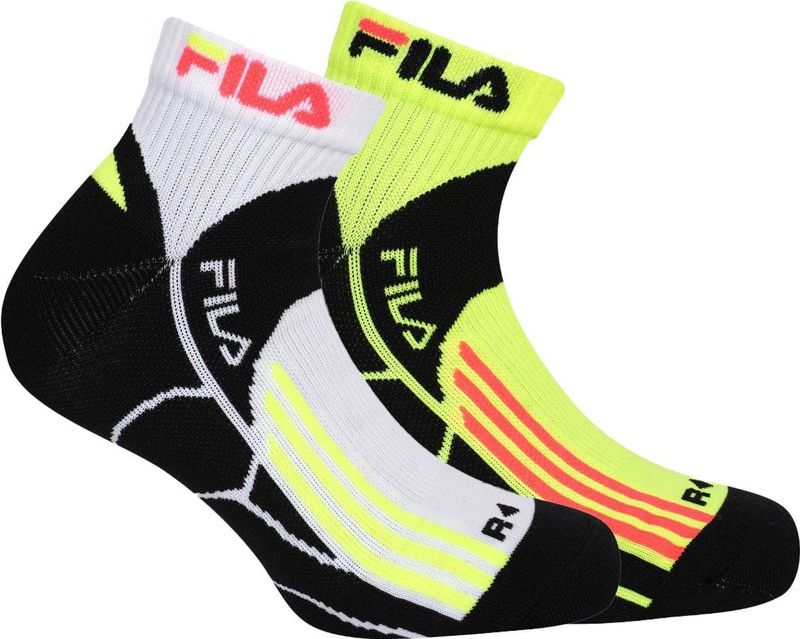 Fila - 2-pack - Sokken - Wit - Geel - Fluorescerend