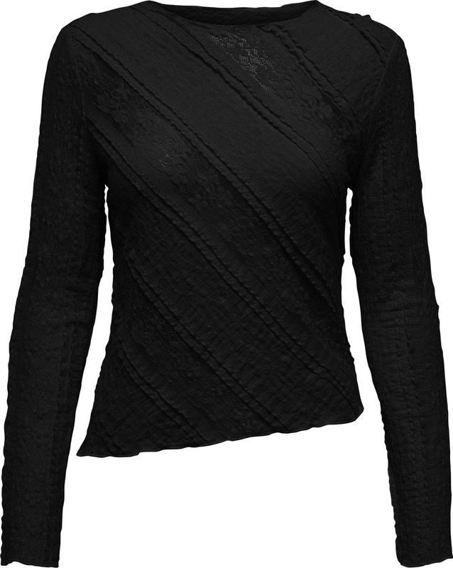 Only - Onlsage Ls Lace Top - T-shirt - Zwart - Dames