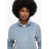 Superdry - Velours Half Zip Sweatshirt - Zwart