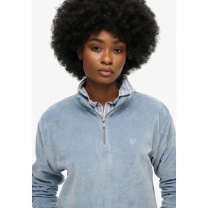 Superdry - Velours Half Zip Sweatshirt - Zwart
