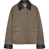 Noisy May - Nmnora Pu Collar Jacket - Jas - Morel/Black