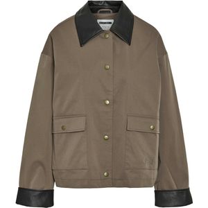 Noisy May - Nmnora Pu Collar Jacket - Jas - Morel/Black