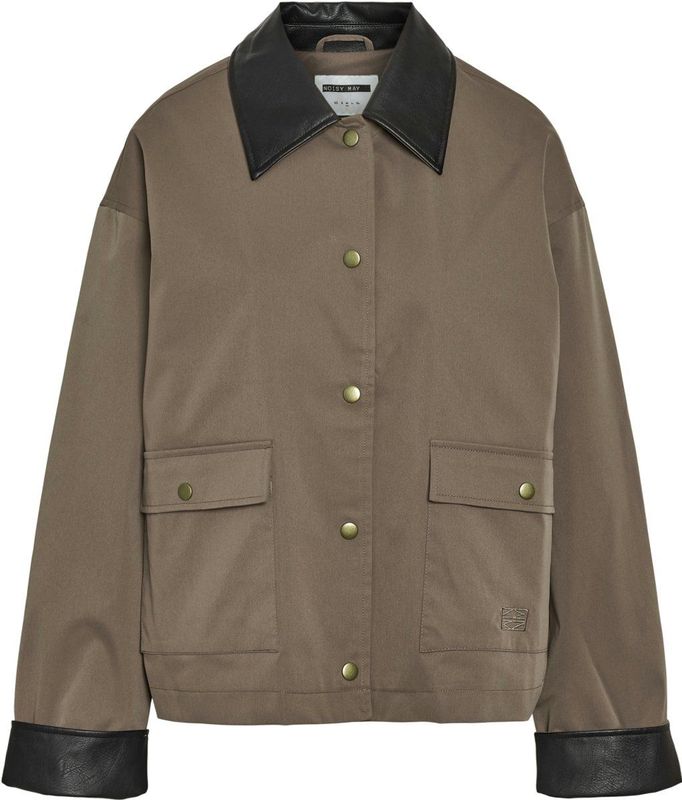 Noisy May - Nmnora Pu Collar Jacket - Jas - Morel/Black