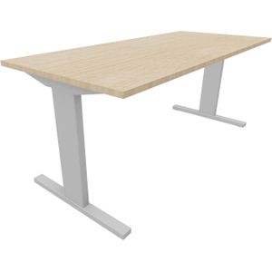 Recht bureau - 180 x 90 cm. - Alu - Eiken licht