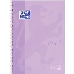 Notitieboek Oxford Touch Europeanbook A4+ 4-gaats lijn 80vel pastel paars