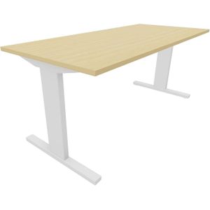 Recht bureau - 200 x 100 cm. - Wit - Beuken