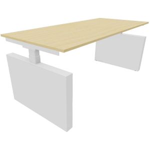 Bureau 3331 recht met zijwangen - 160 x 80 cm. - Wit - Beuken