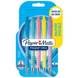Balpen Paper Mate Flexgrip drukknop pastel schrijfkleur blauw