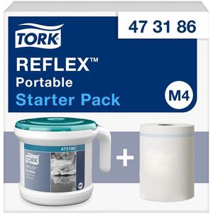 Startpakket Tork ReflexÃ¢â€žÂ¢ M4 draagbare dispenser wit/turquoise 473186
