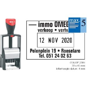 Woord-datumstempel Colop 2360 personaliseerbaar 30x45