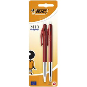 Balpen Bic M10 rood medium blister Ãƒ 2st