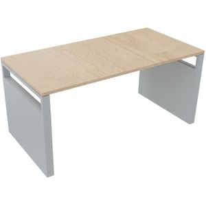 Bureau 4331 recht met zijwangen - 180 x 90 cm. - Alu - Eiken licht