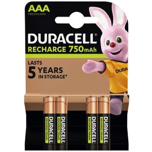 Duracell Rechargeable AAA 750mAh batterijen - 4 stuks