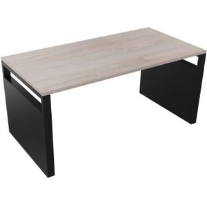 Bureau 4331 recht met zijwangen - 180 x 80 cm. - Zwart - Eiken Robson