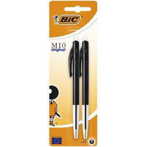 Balpen Bic M10 zwart medium blister Ãƒ 2st