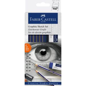 Potloden Faber-Castell 6 hardheden inclusief puntenslijper en gum