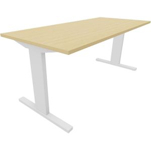 Recht bureau - 160 x 80 cm. - Wit - Beuken