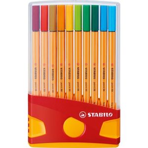 Fineliner STABILO point 88 ColorParade geel/rood etui Ãƒ 20 kleuren