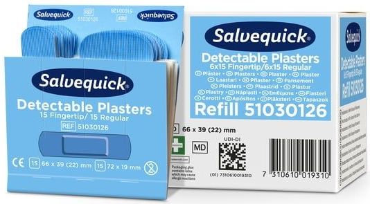Salvequick - Detectabele Pleisters - Blauw - Mix - 6x 30 Stuks
