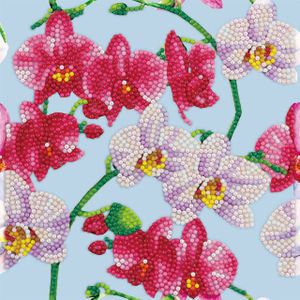 Diamondpainting Crystal Art Kaart watercolor Orchids 18x18cm