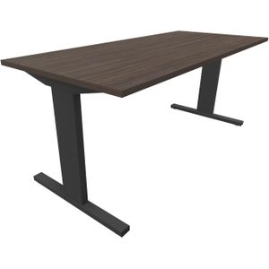 Recht bureau - 200 x 100 cm. - Zwart - Eiken donker