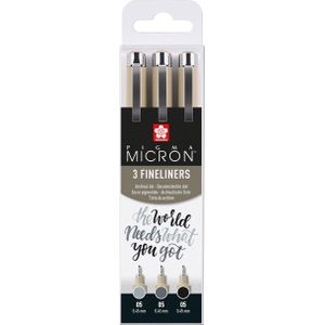 Fineliner Sakura Pigma Micron 05 set zwart & grijs 3 maten