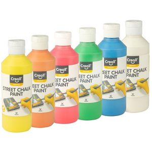 Stoepkrijtverf Creall Chalk Paint 6 Kleuren 250ml - Set A 6 Fles