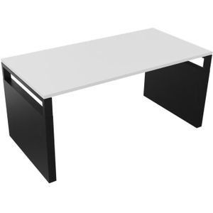 Bureau 4331 recht met zijwangen - 120 x 80 cm. - Zwart - Wit