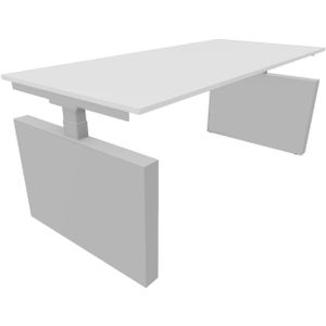 Bureau 3331 recht met zijwangen - 120 x 80 cm. - Alu - Wit