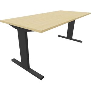 Recht bureau - 200 x 80 cm. - Zwart - Beuken