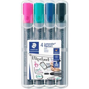 Viltstift Staedtler 356 voor flipover rond 2mm set Ãƒ 4 stuks assorti