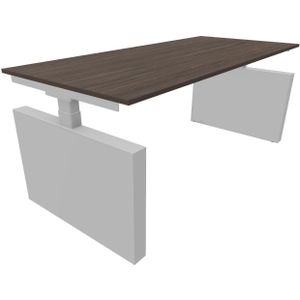 Bureau 3331 recht met zijwangen - 160 x 80 cm. - Wit - Eiken donker