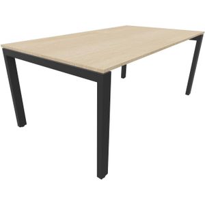 Bureau 4331 recht - 200 x 90 cm - Zwart - Eiken licht