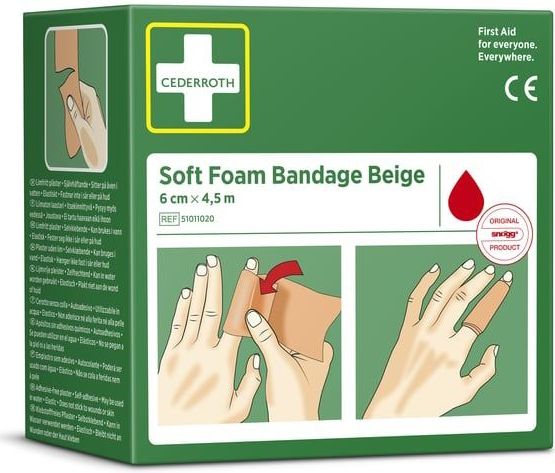Cederroth - Soft Foam Bandage - Beige - 6 cm x 4,5 m