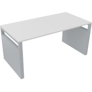 Bureau 4331 recht met zijwangen - 180 x 80 cm. - Alu - Wit