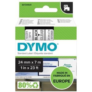 Labeltape Dymo 53710 D1 720920 24mmx7m zwart op transparant