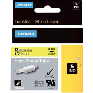 Labeltape Dymo Rhino 18056 krimpkous 12mmx1.5m zwart op gl