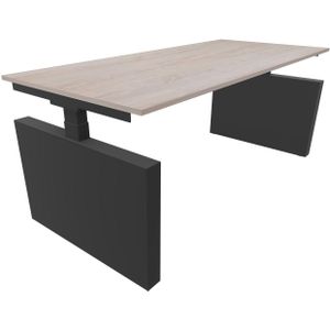Bureau 3331 recht met zijwangen - 200 x 90 cm - Zwart - Eiken Robson