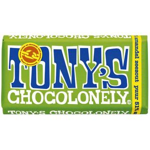 Chocolade Tony's Chocolonely reep 180gr puur amandel zeezout