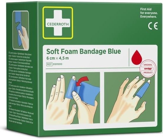Cederroth - Soft Foam Bandage - Blauw - 6 cm x 4,5 m