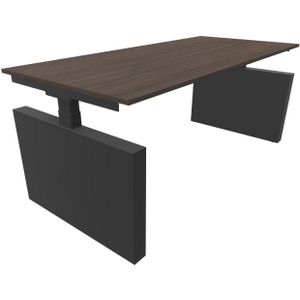 Bureau 3331 recht met zijwangen - 160 x 80 cm. - Zwart - Eiken donker