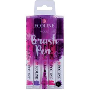 Brushpen Talens Ecoline set-violet blister Ãƒ 5 stuks ass