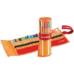 Fineliner STABILO point 88 rollerset oranje/rood Ãƒ 30 kleuren