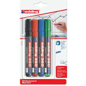 Viltstift edding 360 whiteboard rond assorti 3mm blister Ãƒ 4