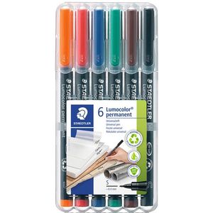 Viltstift Staedtler Lumocolor 313 permanent S set Ãƒ 6 stuks assorti