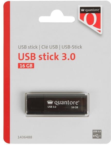 Quantore - USB-stick - Zwart - 16GB - USB 3.0
