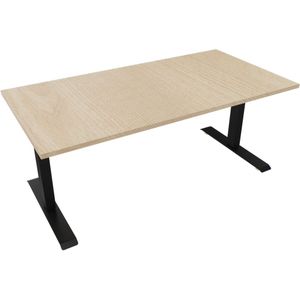 Elektrisch bureau recht 5777 - 180 x 80 cm. - Zwart - Eiken licht