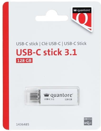 Quantore - USB-C - USB-stick - 128GB - Zilver - 3.1
